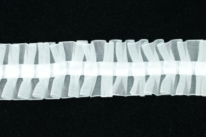 1.625 inch White Double Ruffled Organza Ribbon  (20 Yards) SALE ITEM